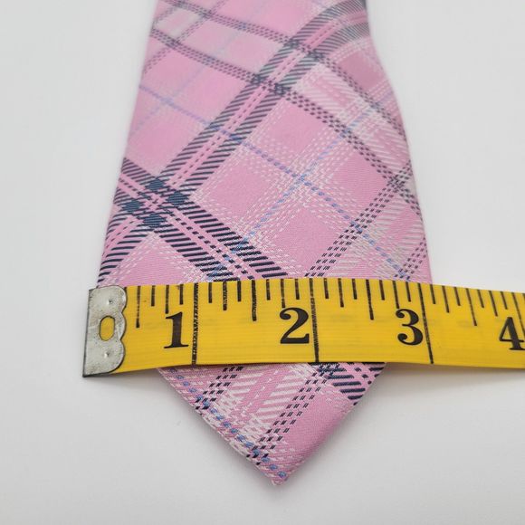 NWT Stafford Men's Pink Plaid Silk Tie OS - Picture 3 of 6